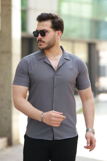 Erkek Apaj Yaka Kısa Kollu Gömlek resmi